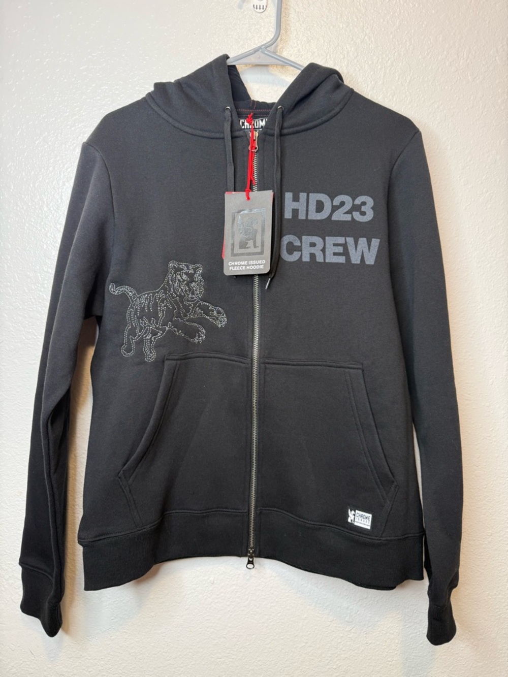 Chrome Issued Fleece Hoodie Embroidered Tiger HD23 Crew Stash Pocket Size M New